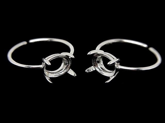 【動画】Silver925 リング空枠(爪留め)横向きオーバルファセットカット8×6mm 生地 フリーサイズ 1個の画像