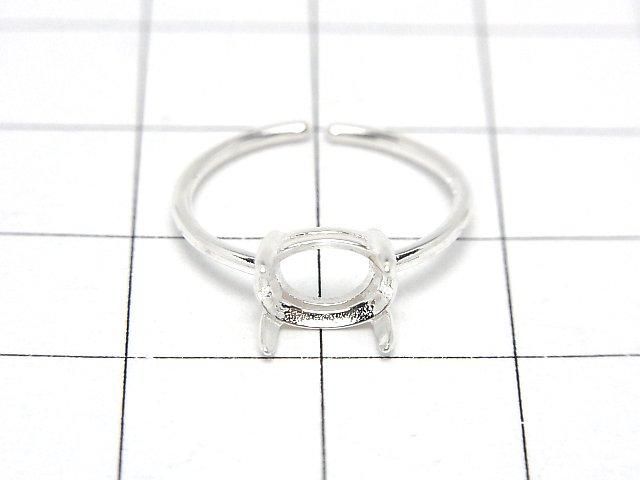 【動画】Silver925 リング空枠(爪留め)横向きオーバルファセットカット8×6mm 生地 フリーサイズ 1個 サムネイル2