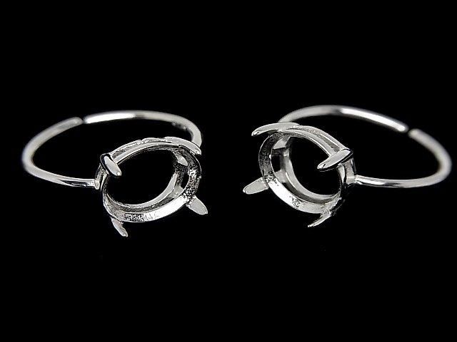 【動画】Silver925 リング空枠(爪留め)横向きオーバルファセットカット10×8mm 生地 フリーサイズ 1個の画像