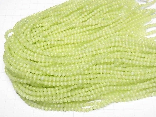 【動画】イエローグリーンカラーキャッツアイ ラウンド4mm 1連(約34cm) サムネイル4