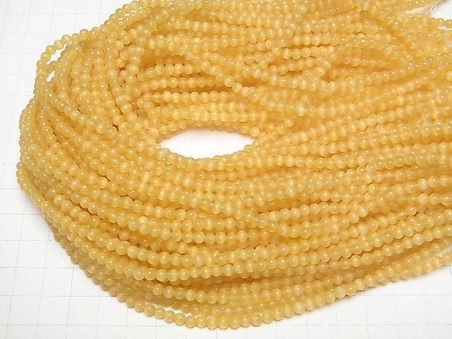 【動画】イエローオレンジカラーキャッツアイ ラウンド4mm 1連(約33cm) サムネイル4