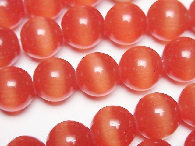【動画】レッドカラーキャッツアイ ラウンド11.5mm 1連(約35cm)の画像