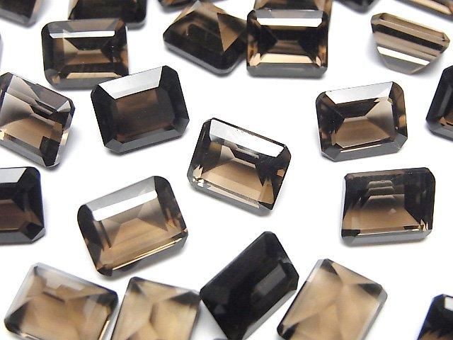 【動画】宝石質スモーキークォーツAAA ルース レクタングルファセットカット10×8mm 2粒の画像