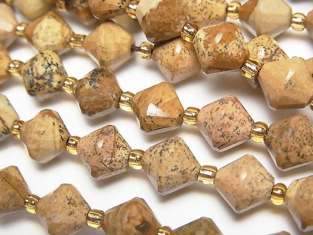 【動画】【素晴らしい輝き】ピクチャージャスパー ソロバンカット8×8×8mm 1連(約35cm)の画像