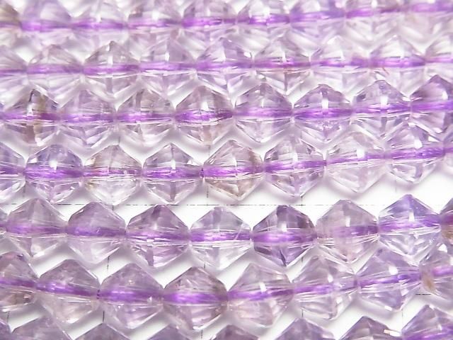 【動画】【素晴らしい輝き】ライトカラーアメジスト×スモーキーAA++ ソロバンカット6×6×6mm 半連/1連(約36cm) サムネイル2