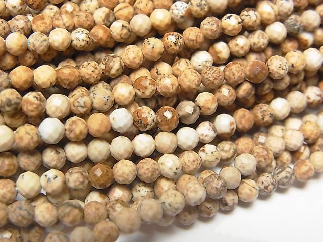 【動画】【素晴らしい輝き】ピクチャージャスパー ラウンドカット3mm 1連(約37cm)の画像