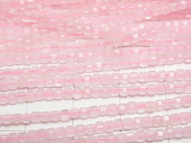 【動画】【素晴らしい輝き】ローズクォーツAA++ 極小キューブカット2×2×2mm 1連(約37cm) サムネイル2