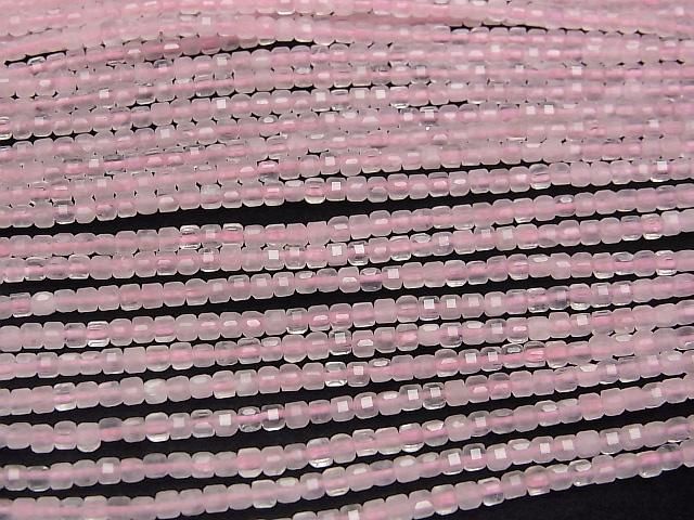 【動画】【素晴らしい輝き】ローズクォーツAA++ 極小キューブカット2×2×2mm 1連(約37cm) サムネイル3