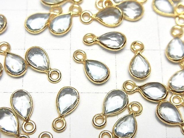 【動画】宝石質スカイブルートパーズAAA- 枠留めペアシェイプカット7×5mm 18KGP 3個 サムネイル2