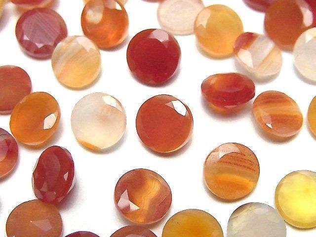 【動画】ミックスカーネリアン ルース ラウンドファセットカット8×8mm 5粒の画像