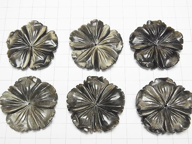 【動画】ゴールデンオブシディアンAAA フラワー 40mm 中央穴 1枚 サムネイル4