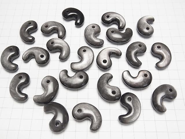 【動画】シルバーオブシディアンAAA 勾玉30×20mm 1個 サムネイル4