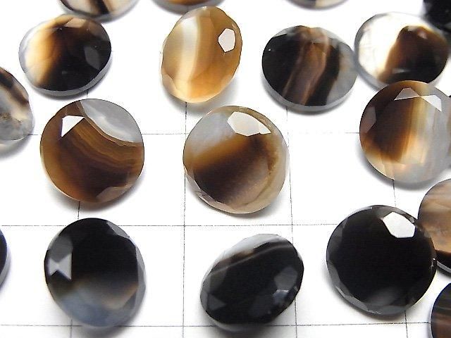 【動画】ブラックストライプアゲート ルース ラウンドファセットカット10×10mm 3粒 サムネイル2