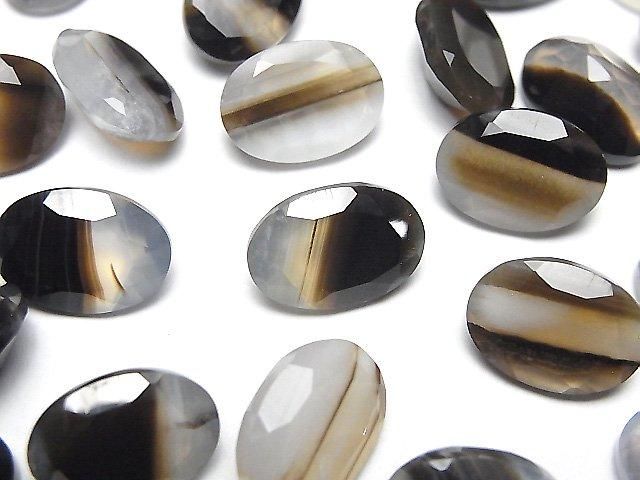 【動画】ブラックストライプアゲート ルース オーバルファセットカット14×10mm 3粒の画像