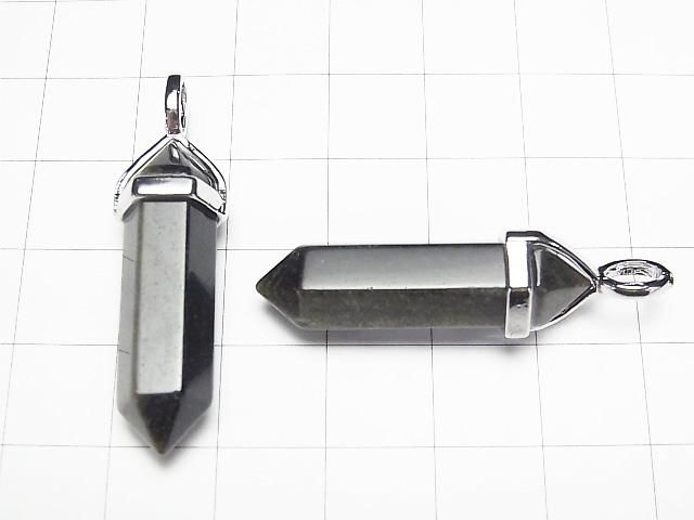 【動画】ゴールデンオブシディアンAAA ダブルポイント ペンダントトップ32×8×8mm シルバーカラー 3個 サムネイル2