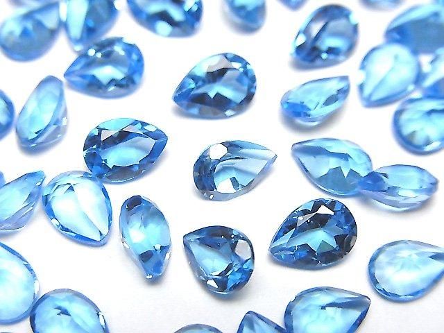 【動画】宝石質スイスブルートパーズAAA ルース ペアシェイプファセットカット7×5mm 3粒の画像