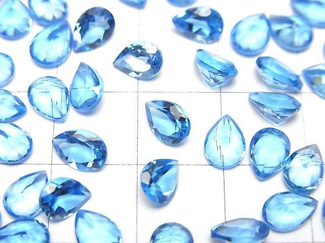【動画】宝石質スイスブルートパーズAAA ルース ペアシェイプファセットカット7×5mm 3粒 サムネイル3