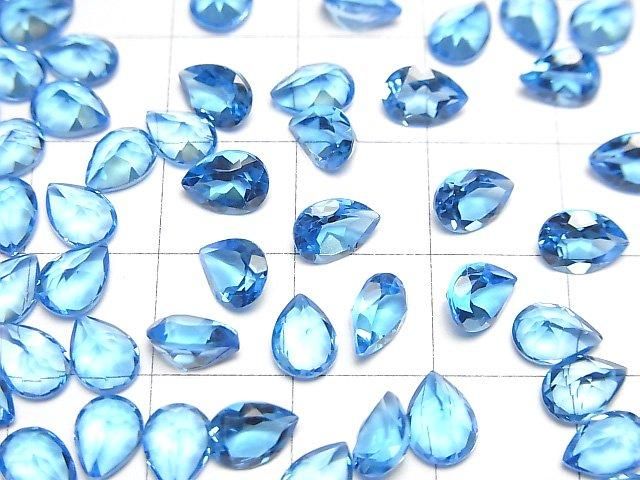 【動画】宝石質スイスブルートパーズAAA ルース ペアシェイプファセットカット7×5mm 3粒 サムネイル4