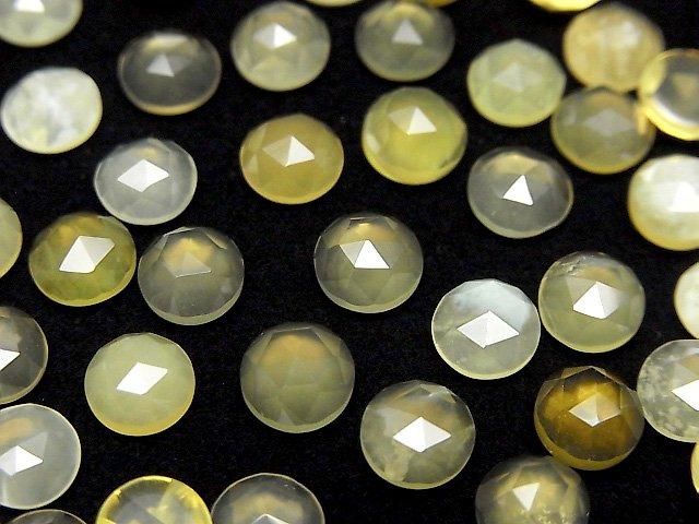 【動画】イエローオパールAA++ ラウンド ローズカット6×6mm 10個の画像