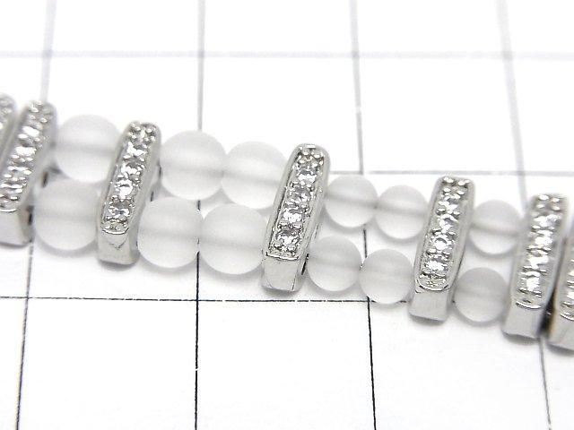 メタルパーツ ロンデルバー9.5×3×4mm 【3つ穴】 シルバー(CZ付) 3個 サムネイル3