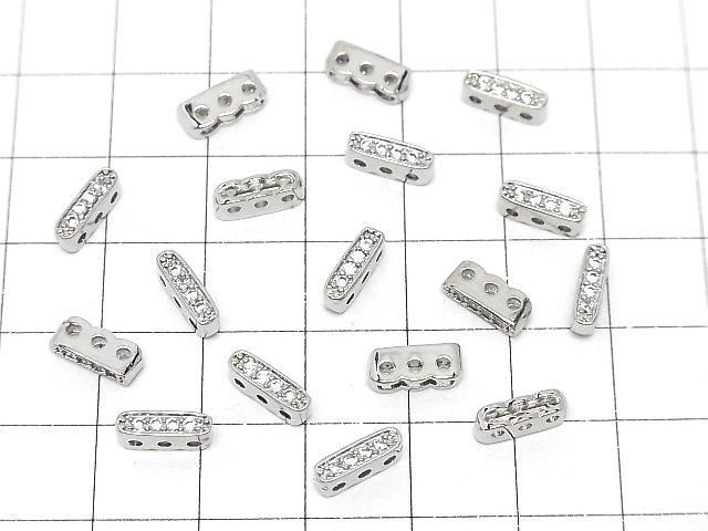 メタルパーツ ロンデルバー9.5×3×4mm 【3つ穴】 シルバー(CZ付) 3個 サムネイル4