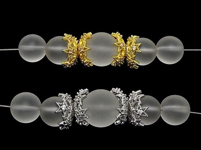 メタルパーツ ビーズキャップ12×12×5mm シルバーカラー(CZ付) 4個 サムネイル3