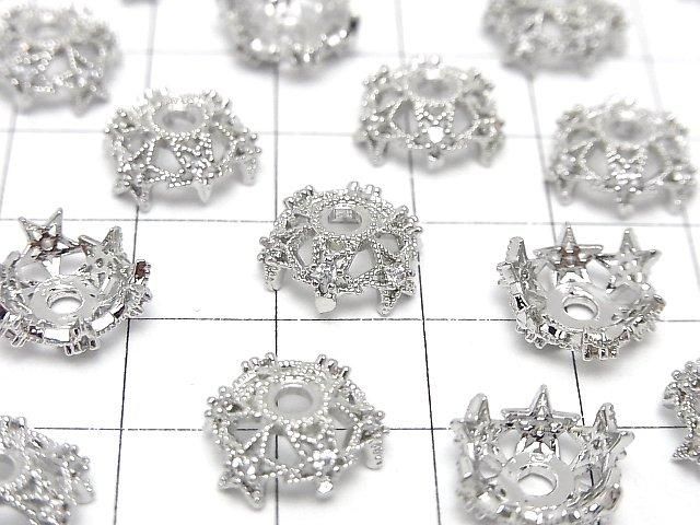 メタルパーツ ビーズキャップ12×12×5mm シルバーカラー(CZ付) 4個 サムネイル4