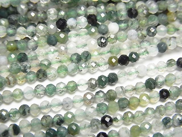 【動画】【素晴らしい輝き】モスアゲートAAA 極小ラウンドカット2mm 1連(約37cm)の画像
