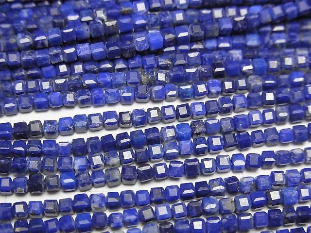 【動画】【素晴らしい輝き】ラピスラズリAA++ 極小キューブカット2×2×2mm 1連(約37cm) サムネイル2