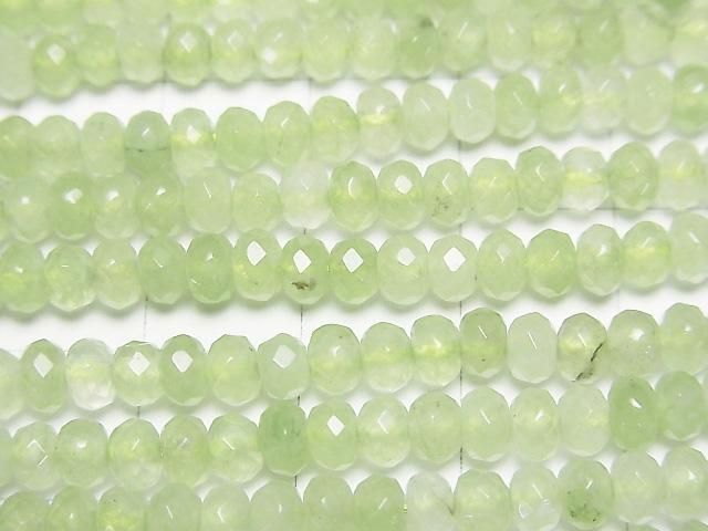 【素晴らしい輝き】ライトグリーンカラージェード ボタンカット4×4×2.5mm 1連(約33cm) サムネイル2