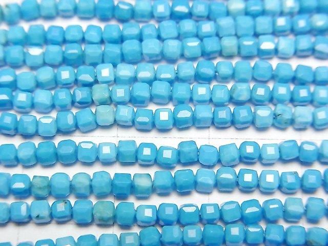 【動画】【素晴らしい輝き】マグネサイトターコイズ 極小キューブカット2×2×2mm 【ブルー】 1連(約36cm) サムネイル2