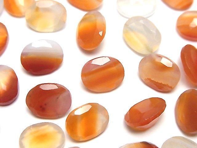 【動画】ミックスカーネリアン ルース オーバルファセットカット10×8mm 5粒の画像