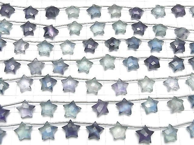【動画】宝石質マルチカラーフローライトAAA- スターカット10×10mm 半連/1連(10粒) サムネイル4