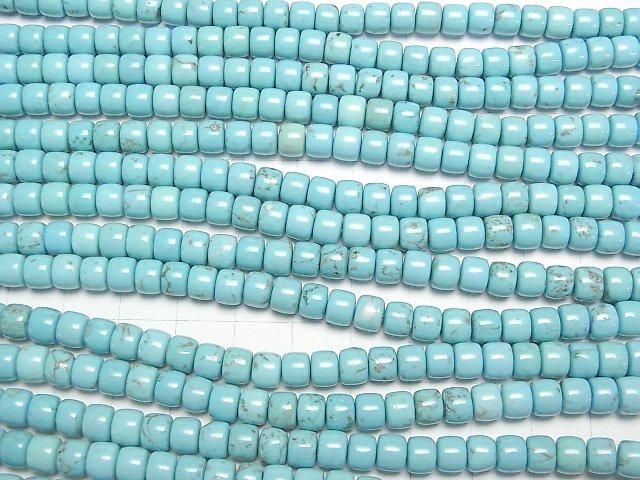 【動画】マグネサイトターコイズ ロンデル(ヘイシ)6×6×4mm 1連(約37cm) サムネイル3