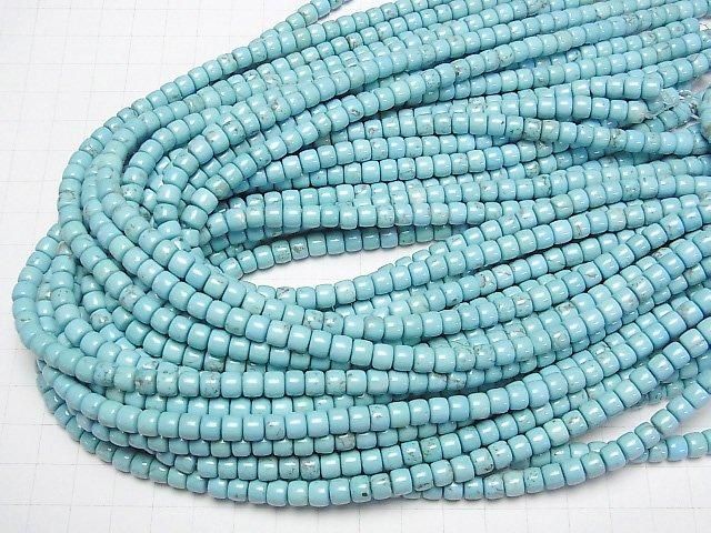 【動画】マグネサイトターコイズ ロンデル(ヘイシ)6×6×4mm 1連(約37cm) サムネイル4