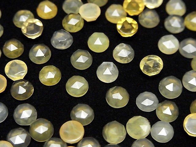 【動画】イエローオパールAA++ ラウンド ローズカット5×5mm 10個 サムネイル4