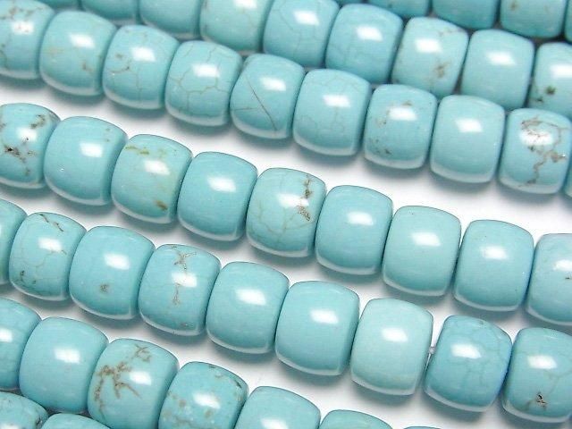 【動画】マグネサイトターコイズ ロンデル(ヘイシ)8×8×6mm 1連(約37cm)の画像