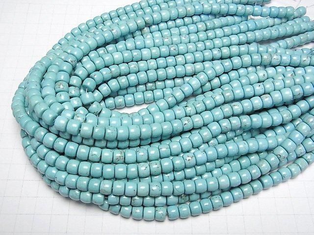 【動画】マグネサイトターコイズ ロンデル(ヘイシ)8×8×6mm 1連(約37cm) サムネイル4
