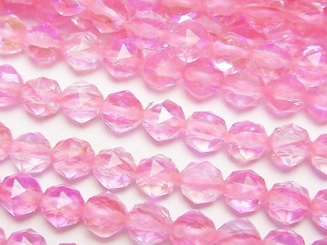 【動画】【素晴らしい輝き】ピンクルナフラッシュ スターラウンドカット6mm 1連(約36cm)の画像