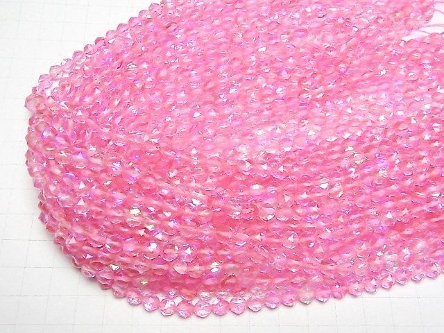 【動画】【素晴らしい輝き】ピンクルナフラッシュ スターラウンドカット6mm 1連(約36cm) サムネイル4