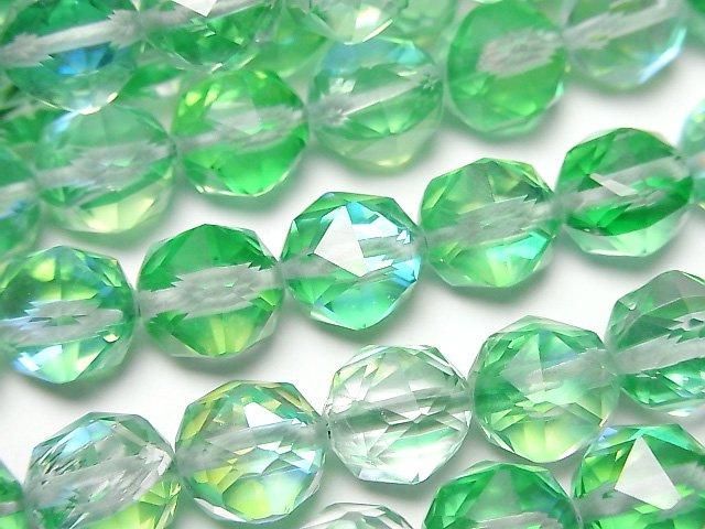 【動画】【素晴らしい輝き】グリーンルナフラッシュ スターラウンドカット10mm 1連(約35cm)の画像