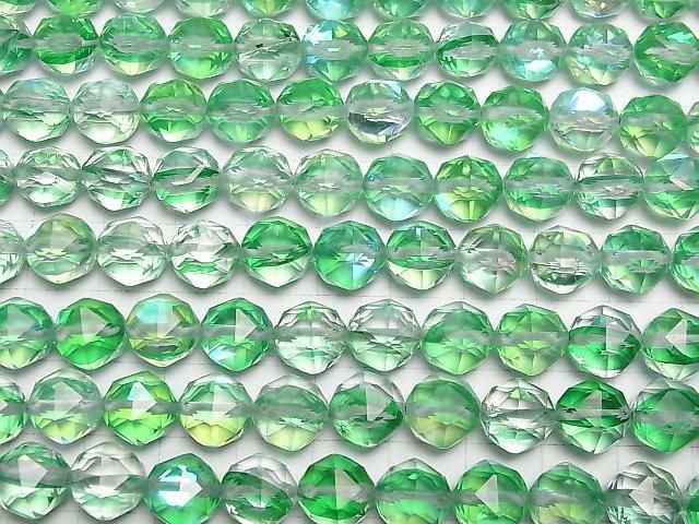 【動画】【素晴らしい輝き】グリーンルナフラッシュ スターラウンドカット10mm 1連(約35cm) サムネイル3