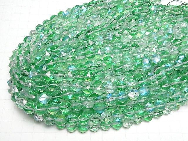 【動画】【素晴らしい輝き】グリーンルナフラッシュ スターラウンドカット10mm 1連(約35cm) サムネイル4