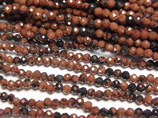 【動画】【素晴らしい輝き】マホガニーオブシディアン 極小ラウンドカット2mm 1連(約37cm)の画像