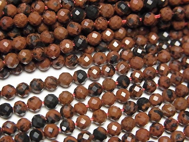 【動画】【素晴らしい輝き】マホガニーオブシディアン ラウンドカット3mm 1連(約37cm)の画像