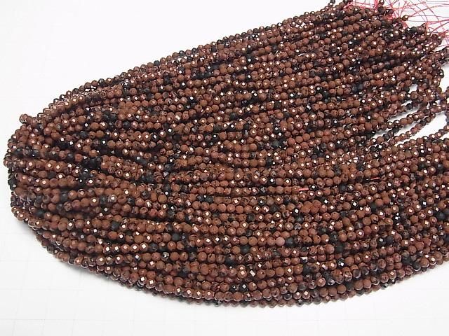 【動画】【素晴らしい輝き】マホガニーオブシディアン ラウンドカット3mm 1連(約37cm) サムネイル4