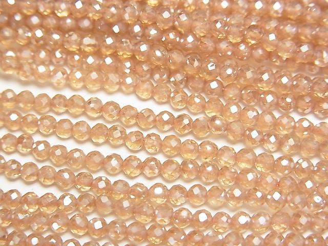【動画】【素晴らしい輝き】オレンジフラッシュクリスタル 極小ラウンドカット2.5mm 1連(約36cm)の画像