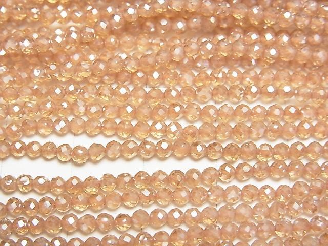 【動画】【素晴らしい輝き】オレンジフラッシュクリスタル 極小ラウンドカット2.5mm 1連(約36cm) サムネイル2