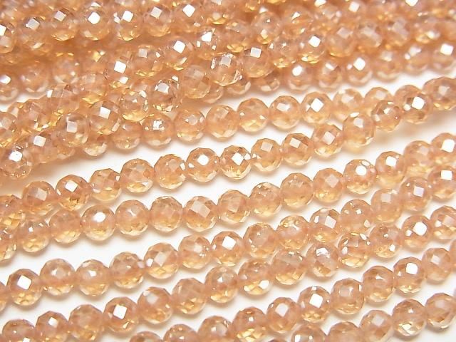 【動画】【素晴らしい輝き】オレンジフラッシュクリスタル ラウンドカット3mm 1連(約36cm)の画像