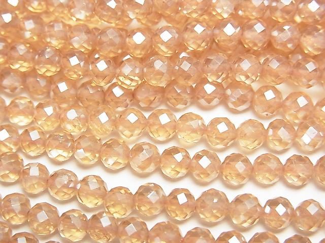 【動画】【素晴らしい輝き】オレンジフラッシュクリスタル ラウンドカット4mm 1連(約36cm)の画像